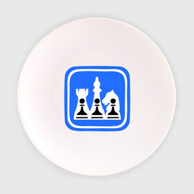 Тарелка с принтом белые-черные в Кировске, фарфор | диаметр - 210 мм
диаметр для нанесения принта - 120 мм | chess | дорожный знак | знак | шахматы