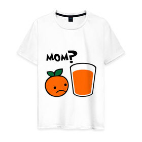 Мужская футболка хлопок с принтом Грустный апельсин в Кировске, 100% хлопок | прямой крой, круглый вырез горловины, длина до линии бедер, слегка спущенное плечо. | orange | апельсин | напиток | сок | стакан | фрукты
