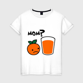 Женская футболка хлопок с принтом Грустный апельсин в Кировске, 100% хлопок | прямой крой, круглый вырез горловины, длина до линии бедер, слегка спущенное плечо | orange | апельсин | напиток | сок | стакан | фрукты