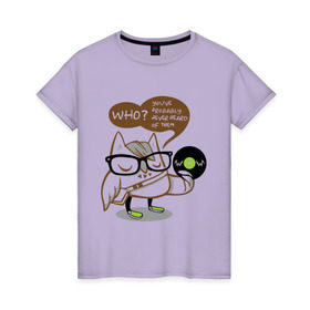 Женская футболка хлопок с принтом Сова хипстер в Кировске, 100% хлопок | прямой крой, круглый вырез горловины, длина до линии бедер, слегка спущенное плечо | 
