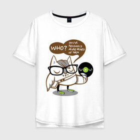Мужская футболка хлопок Oversize с принтом Сова хипстер в Кировске, 100% хлопок | свободный крой, круглый ворот, “спинка” длиннее передней части | 
