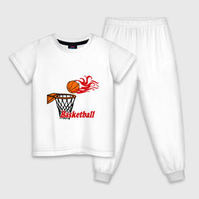 Детская пижама хлопок с принтом Баскетбол (огненный мяч) в Кировске, 100% хлопок |  брюки и футболка прямого кроя, без карманов, на брюках мягкая резинка на поясе и по низу штанин
 | basketball | nba | нба