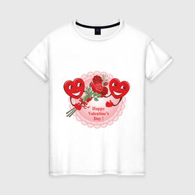 Женская футболка хлопок с принтом Valentine1 в Кировске, 100% хлопок | прямой крой, круглый вырез горловины, длина до линии бедер, слегка спущенное плечо | 