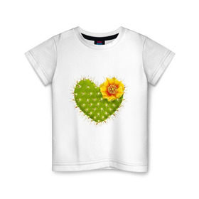 Детская футболка хлопок с принтом Колючее сердце расцвело в Кировске, 100% хлопок | круглый вырез горловины, полуприлегающий силуэт, длина до линии бедер | кактус | колючее сердце расцвело | сердце | цветок
