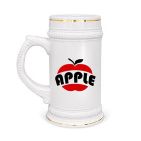 Кружка пивная с принтом Яблоко apple в Кировске,  керамика (Материал выдерживает высокую температуру, стоит избегать резкого перепада температур) |  объем 630 мл | apple | яблоко