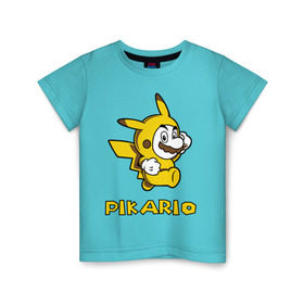 Детская футболка хлопок с принтом Pikario в Кировске, 100% хлопок | круглый вырез горловины, полуприлегающий силуэт, длина до линии бедер | марио