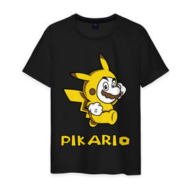 Мужская футболка хлопок с принтом Pikario в Кировске, 100% хлопок | прямой крой, круглый вырез горловины, длина до линии бедер, слегка спущенное плечо. | марио