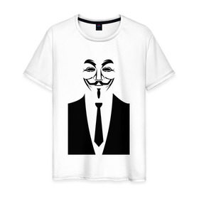 Мужская футболка хлопок с принтом Business Anonymous в Кировске, 100% хлопок | прямой крой, круглый вырез горловины, длина до линии бедер, слегка спущенное плечо. | anonymous | business | business anonymous | vendetta