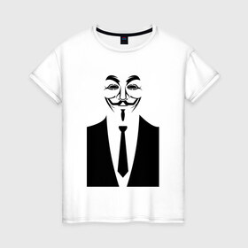 Женская футболка хлопок с принтом Business Anonymous в Кировске, 100% хлопок | прямой крой, круглый вырез горловины, длина до линии бедер, слегка спущенное плечо | anonymous | business | business anonymous | vendetta