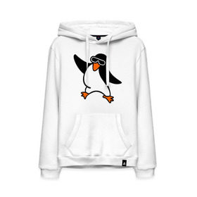 Мужская толстовка хлопок с принтом Пингвин танцует в Кировске, френч-терри, мягкий теплый начес внутри (100% хлопок) | карман-кенгуру, эластичные манжеты и нижняя кромка, капюшон с подкладом и шнурком | пингвин