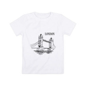 Детская футболка хлопок с принтом LONDON (эскиз) в Кировске, 100% хлопок | круглый вырез горловины, полуприлегающий силуэт, длина до линии бедер | лондон