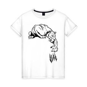 Женская футболка хлопок с принтом пантера в Кировске, 100% хлопок | прямой крой, круглый вырез горловины, длина до линии бедер, слегка спущенное плечо | 