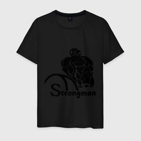 Мужская футболка хлопок с принтом Strongman в Кировске, 100% хлопок | прямой крой, круглый вырез горловины, длина до линии бедер, слегка спущенное плечо. | body building | bodybuilding | боди билдинг | бодибилдинг | качек | русская сила | сила | силач