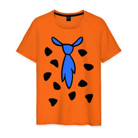 Мужская футболка хлопок с принтом Галстук из мультика флинстоун - Flintstones в Кировске, 100% хлопок | прямой крой, круглый вырез горловины, длина до линии бедер, слегка спущенное плечо. | flintstones | галстук | одежда | синий галстук | флинстоун