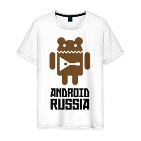 Мужская футболка хлопок с принтом Android Russia в Кировске, 100% хлопок | прямой крой, круглый вырез горловины, длина до линии бедер, слегка спущенное плечо. | android russia | антибренд