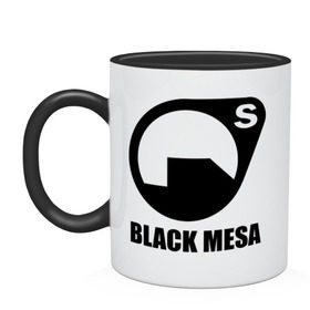 Кружка двухцветная с принтом Black mesa Black logo в Кировске, керамика | объем — 330 мл, диаметр — 80 мм. Цветная ручка и кайма сверху, в некоторых цветах — вся внутренняя часть | black mesa | игры | компьютерные игры