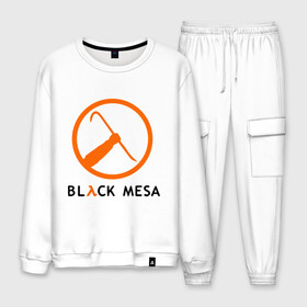 Мужской костюм хлопок с принтом Black mesa Orange logo в Кировске, 100% хлопок | на свитшоте круглая горловина, мягкая резинка по низу. Брюки заужены к низу, на них два вида карманов: два “обычных” по бокам и два объемных, с клапанами, расположенные ниже линии бедра. Брюки с мягкой трикотажной резинкой на поясе и по низу штанин. В поясе для дополнительного комфорта — широкие завязки | black mesa | игры | компьютерные игры