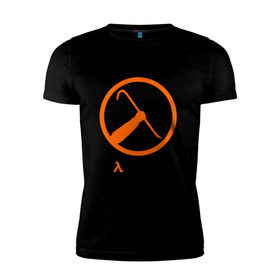 Мужская футболка премиум с принтом Black mesa Orange logo в Кировске, 92% хлопок, 8% лайкра | приталенный силуэт, круглый вырез ворота, длина до линии бедра, короткий рукав | Тематика изображения на принте: black mesa | игры | компьютерные игры