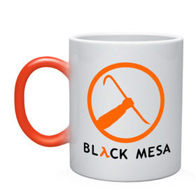 Кружка хамелеон с принтом Black mesa Orange logo в Кировске, керамика | меняет цвет при нагревании, емкость 330 мл | Тематика изображения на принте: black mesa | игры | компьютерные игры