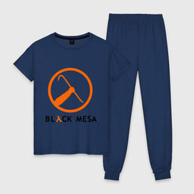 Женская пижама хлопок с принтом Black mesa Orange logo в Кировске, 100% хлопок | брюки и футболка прямого кроя, без карманов, на брюках мягкая резинка на поясе и по низу штанин | Тематика изображения на принте: black mesa | игры | компьютерные игры