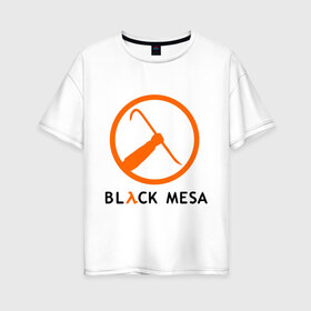 Женская футболка хлопок Oversize с принтом Black mesa Orange logo в Кировске, 100% хлопок | свободный крой, круглый ворот, спущенный рукав, длина до линии бедер
 | Тематика изображения на принте: black mesa | игры | компьютерные игры