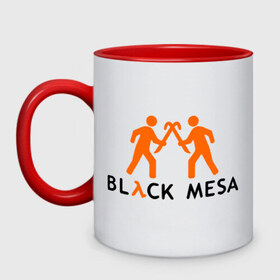 Кружка двухцветная с принтом Black mesa Orange men в Кировске, керамика | объем — 330 мл, диаметр — 80 мм. Цветная ручка и кайма сверху, в некоторых цветах — вся внутренняя часть | black mesa | игры | компьютерные игры
