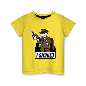 Детская футболка хлопок с принтом Fallout Man with gun в Кировске, 100% хлопок | круглый вырез горловины, полуприлегающий силуэт, длина до линии бедер | fallout | логотип | постапокалиптические | фаллаут | фоллаут