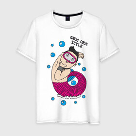 Мужская футболка хлопок с принтом Gang nam fish в Кировске, 100% хлопок | прямой крой, круглый вырез горловины, длина до линии бедер, слегка спущенное плечо. | 