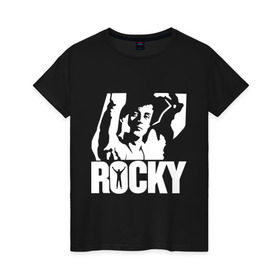 Женская футболка хлопок с принтом Рокки Бальбоа (Rocky) в Кировске, 100% хлопок | прямой крой, круглый вырез горловины, длина до линии бедер, слегка спущенное плечо | rocky | рокки | рокки бальбоа