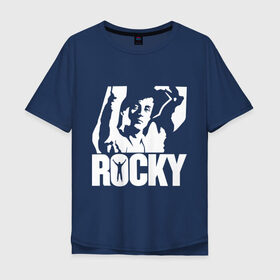 Мужская футболка хлопок Oversize с принтом Рокки Бальбоа (Rocky) в Кировске, 100% хлопок | свободный крой, круглый ворот, “спинка” длиннее передней части | rocky | рокки | рокки бальбоа