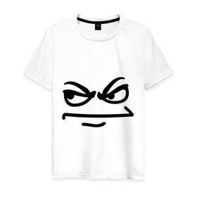 Мужская футболка хлопок с принтом Серьезное лицо в Кировске, 100% хлопок | прямой крой, круглый вырез горловины, длина до линии бедер, слегка спущенное плечо. | smile | смайл | смайлик