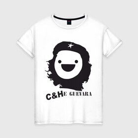 Женская футболка хлопок с принтом C&He Guevara в Кировске, 100% хлопок | прямой крой, круглый вырез горловины, длина до линии бедер, слегка спущенное плечо | 