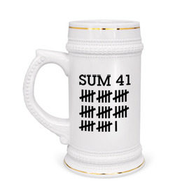 Кружка пивная с принтом Sum 41 black в Кировске,  керамика (Материал выдерживает высокую температуру, стоит избегать резкого перепада температур) |  объем 630 мл | sum 41 | музыка | панк рок | рок | сам 41