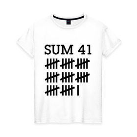 Женская футболка хлопок с принтом Sum 41 black в Кировске, 100% хлопок | прямой крой, круглый вырез горловины, длина до линии бедер, слегка спущенное плечо | sum 41 | музыка | панк рок | рок | сам 41
