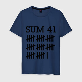 Мужская футболка хлопок с принтом Sum 41 black в Кировске, 100% хлопок | прямой крой, круглый вырез горловины, длина до линии бедер, слегка спущенное плечо. | Тематика изображения на принте: sum 41 | музыка | панк рок | рок | сам 41
