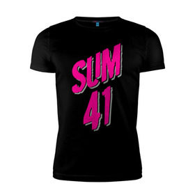 Мужская футболка премиум с принтом Sum 41 logo в Кировске, 92% хлопок, 8% лайкра | приталенный силуэт, круглый вырез ворота, длина до линии бедра, короткий рукав | Тематика изображения на принте: sum 41 | музыка | панк рок | рок | сам 41