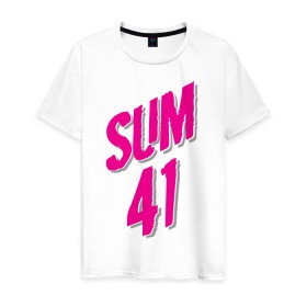 Мужская футболка хлопок с принтом Sum 41 logo в Кировске, 100% хлопок | прямой крой, круглый вырез горловины, длина до линии бедер, слегка спущенное плечо. | sum 41 | музыка | панк рок | рок | сам 41