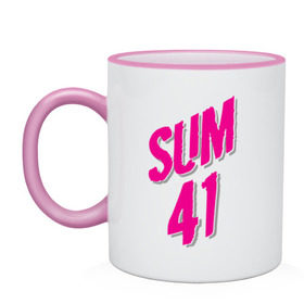 Кружка двухцветная с принтом Sum 41 logo в Кировске, керамика | объем — 330 мл, диаметр — 80 мм. Цветная ручка и кайма сверху, в некоторых цветах — вся внутренняя часть | sum 41 | музыка | панк рок | рок | сам 41