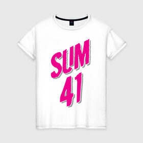 Женская футболка хлопок с принтом Sum 41 logo в Кировске, 100% хлопок | прямой крой, круглый вырез горловины, длина до линии бедер, слегка спущенное плечо | sum 41 | музыка | панк рок | рок | сам 41