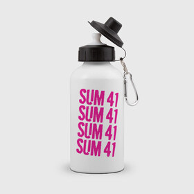 Бутылка спортивная с принтом Sum 41 magenta в Кировске, металл | емкость — 500 мл, в комплекте две пластиковые крышки и карабин для крепления | Тематика изображения на принте: 