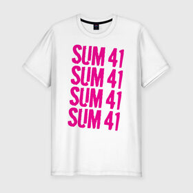Мужская футболка премиум с принтом Sum 41 magenta в Кировске, 92% хлопок, 8% лайкра | приталенный силуэт, круглый вырез ворота, длина до линии бедра, короткий рукав | 