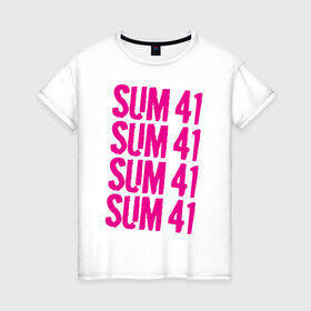 Женская футболка хлопок с принтом Sum 41 magenta в Кировске, 100% хлопок | прямой крой, круглый вырез горловины, длина до линии бедер, слегка спущенное плечо | Тематика изображения на принте: 