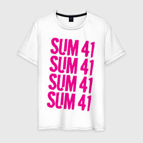 Мужская футболка хлопок с принтом Sum 41 magenta в Кировске, 100% хлопок | прямой крой, круглый вырез горловины, длина до линии бедер, слегка спущенное плечо. | 