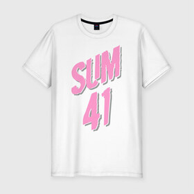 Мужская футболка премиум с принтом Sum 41 pink в Кировске, 92% хлопок, 8% лайкра | приталенный силуэт, круглый вырез ворота, длина до линии бедра, короткий рукав | rock | музыка | музыкальные стили | панк | панк рок | рок