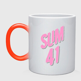 Кружка хамелеон с принтом Sum 41 pink в Кировске, керамика | меняет цвет при нагревании, емкость 330 мл | rock | музыка | музыкальные стили | панк | панк рок | рок