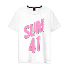 Мужская футболка хлопок с принтом Sum 41 pink в Кировске, 100% хлопок | прямой крой, круглый вырез горловины, длина до линии бедер, слегка спущенное плечо. | rock | музыка | музыкальные стили | панк | панк рок | рок