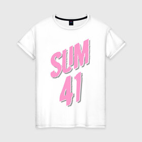 Женская футболка хлопок с принтом Sum 41 pink в Кировске, 100% хлопок | прямой крой, круглый вырез горловины, длина до линии бедер, слегка спущенное плечо | rock | музыка | музыкальные стили | панк | панк рок | рок