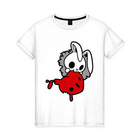 Женская футболка хлопок с принтом Злой зайчик в Кировске, 100% хлопок | прямой крой, круглый вырез горловины, длина до линии бедер, слегка спущенное плечо | животные | зайка | злой зайчик | прикольные картинки | сердце