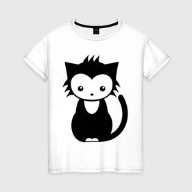 Женская футболка хлопок с принтом Сонный котенок в Кировске, 100% хлопок | прямой крой, круглый вырез горловины, длина до линии бедер, слегка спущенное плечо | 