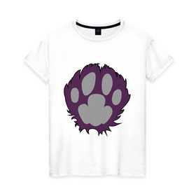 Женская футболка хлопок с принтом кошачья лапа в Кировске, 100% хлопок | прямой крой, круглый вырез горловины, длина до линии бедер, слегка спущенное плечо | животные | кошачья лапа | кошка | лапа | прикольные картинки